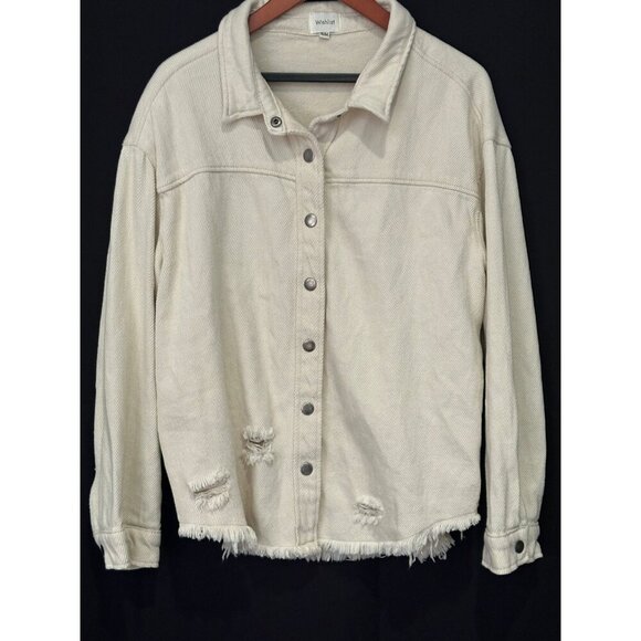 Wishlist S/M Frayed Hem Button-Up Jacket - Picture 1 of 5